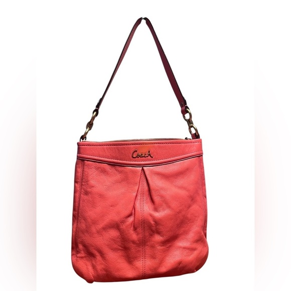 Coach Ashley Leather Convertible Hobo Bag - Coral Orange - Picture 5 of 15